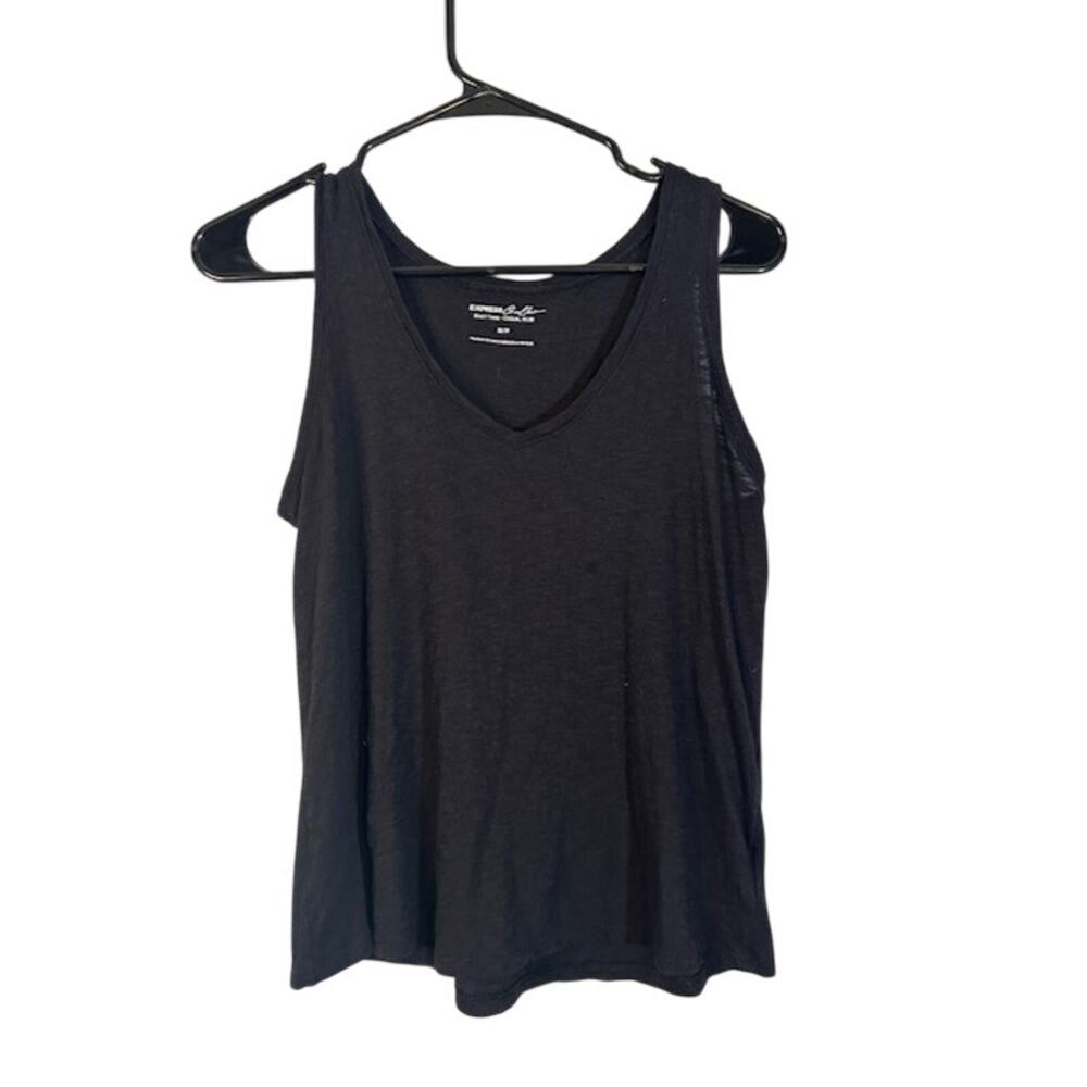 Express black easy tank casual slub V-Neck tank Top Womens Sz S